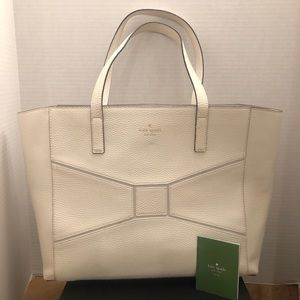 KATE SPADE New York White Pebbled Leather Lg Tote